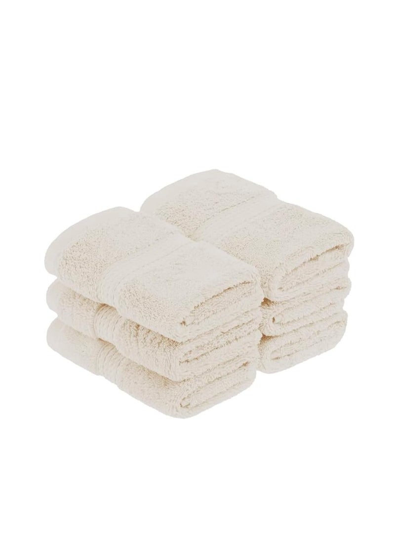 Superior Egyptian Cotton Pile Face Towel/Washcloth Set of 6, Ultra Soft Luxury Towels, Thick Plush Essentials, Absorbent Heavyweight, Guest Bath, Hotel, Spa, Home Bathroom, Shower Basics, Cream - Image 1