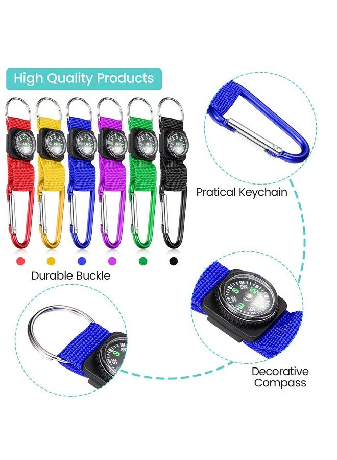 TOODOO 36 Pieces Compass Keychain Bulk Carabiner Belt Clips Adventure Explorer Party Favors Outdoors Camping Theme Birthday Party Favors School Map Project Prizes Toys For Kids - Image 3