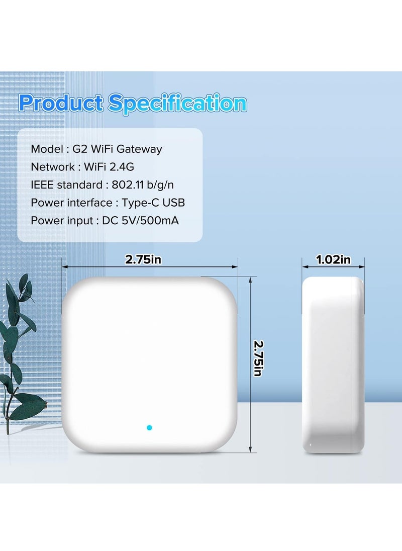 Xkimos - Smart Wi-Fi Gateway G2 Hub for Remote Control, Bridge Management of Bluetooth Deadbolt Door Locks with TT Lock Device App, Works with Alexa Google Home for Voice Control (White) - Image 1