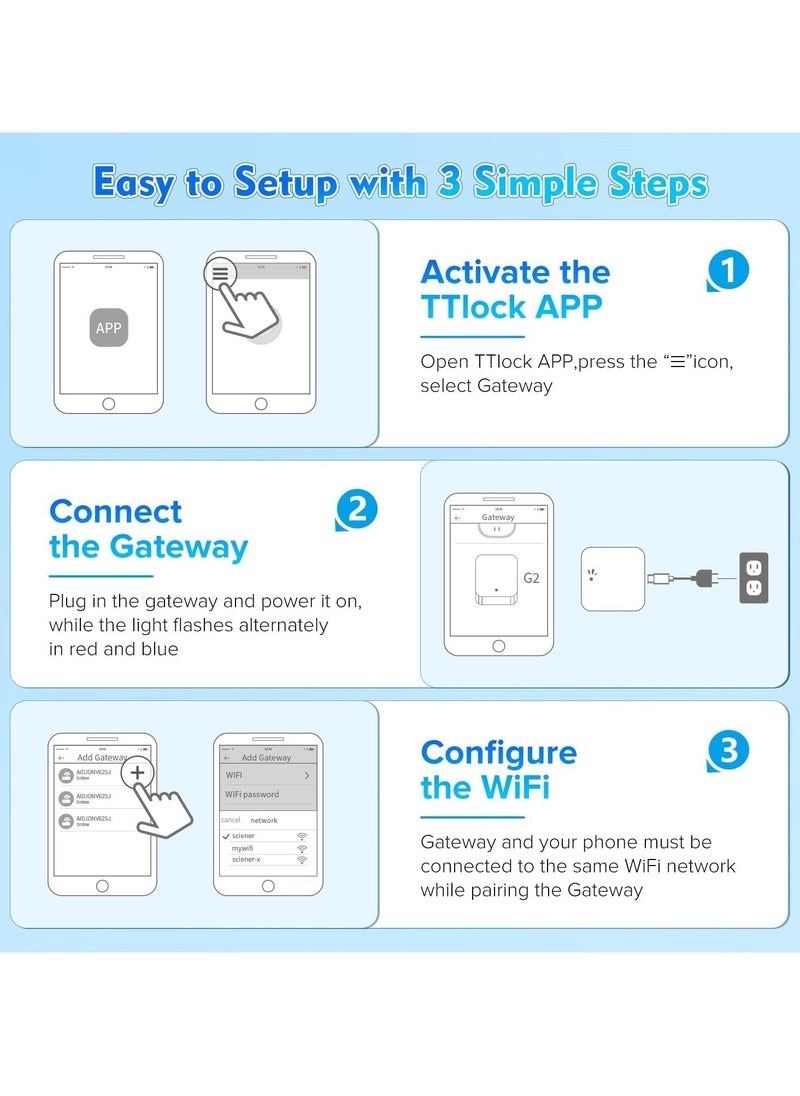 Xkimos - Smart Wi-Fi Gateway G2 Hub for Remote Control, Bridge Management of Bluetooth Deadbolt Door Locks with TT Lock Device App, Works with Alexa Google Home for Voice Control (White) - Image 1