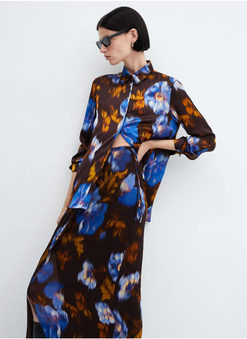 MANGO Long Down Print Shirt