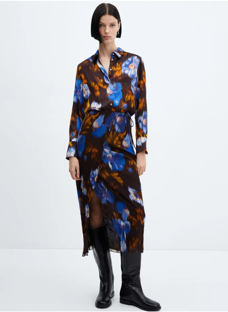 MANGO Long Down Print Shirt