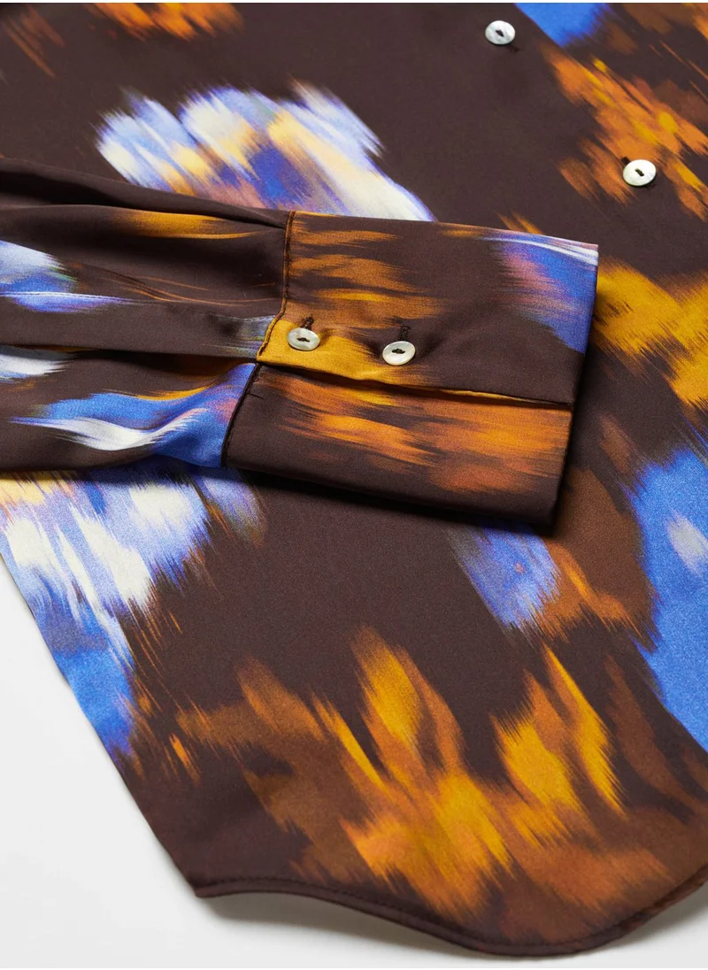 MANGO Long Down Print Shirt