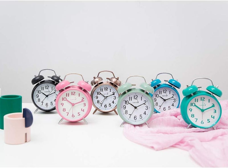 FLOITTUY {Loud Alarm for Deep Sleepers) 4'' Twin Bell Alarm Clock with Backlight for Bedroom and Home Decoration(Black) - Image 5