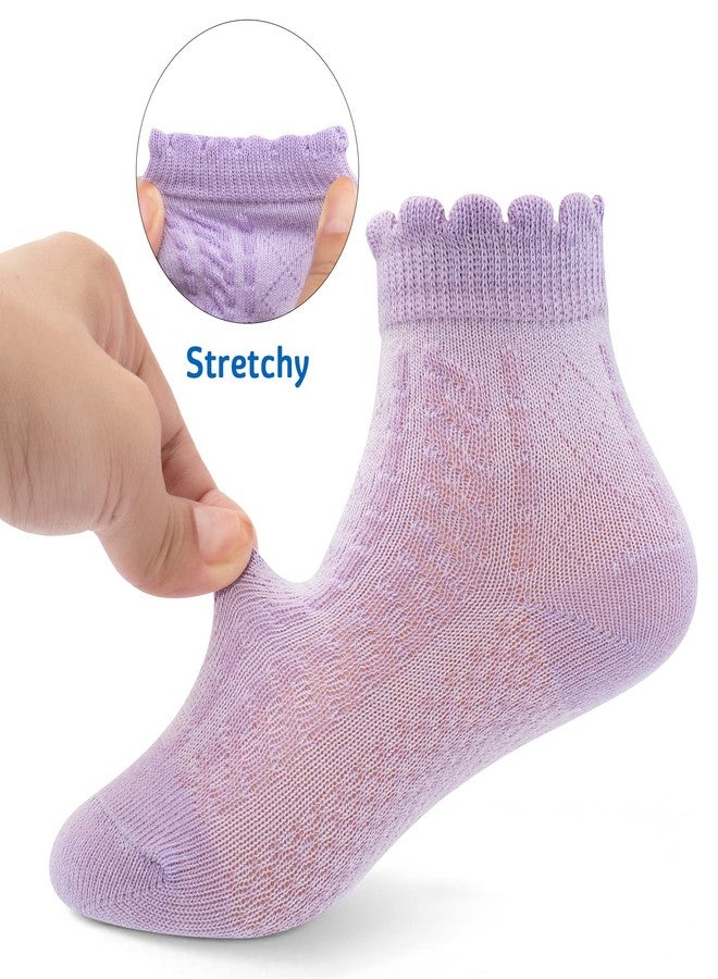 Looching 5 Pairs Baby Girls Boys Mesh Thin Cotton Socks Toddler Ruffle No Show Soft Low Cut Ankle Socks for Little Kids - Image 2