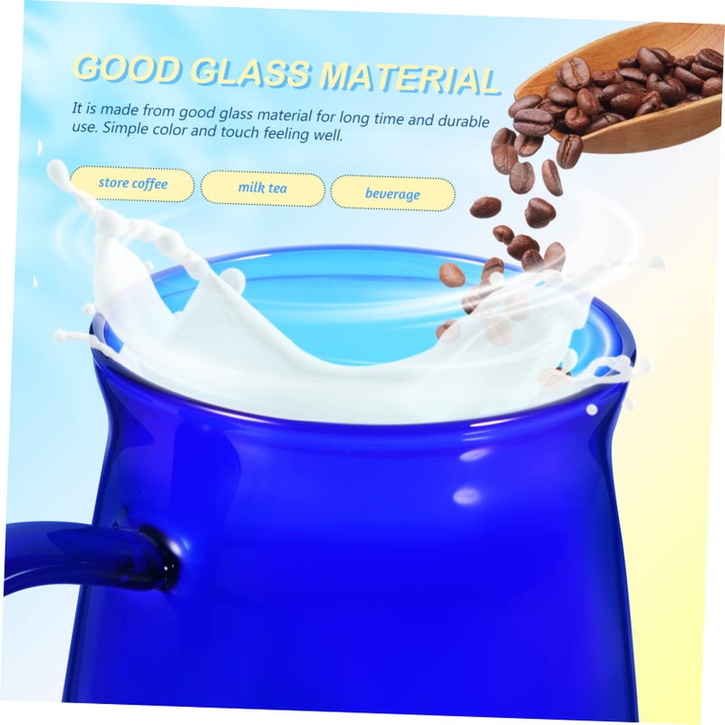 Retro Blue Heat Resistant Glass Coffee Tea Cup and Saucer Set for Hot Cold Beverages - Image 4
