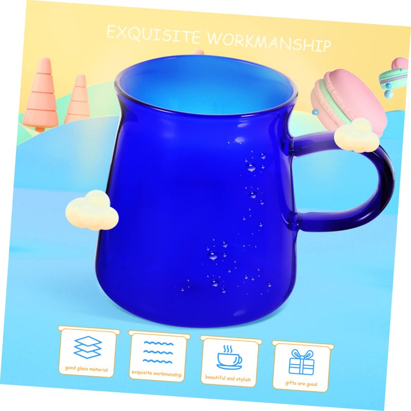 Retro Blue Heat Resistant Glass Coffee Tea Cup and Saucer Set for Hot Cold Beverages - Image 3