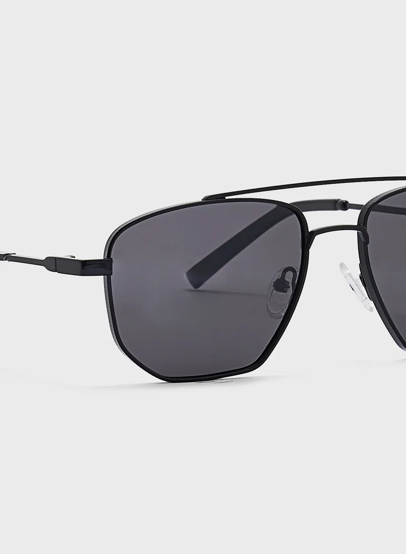 Robert Wood Polarized Gradient Lens Metal Frame Square Aviator Sunglasses