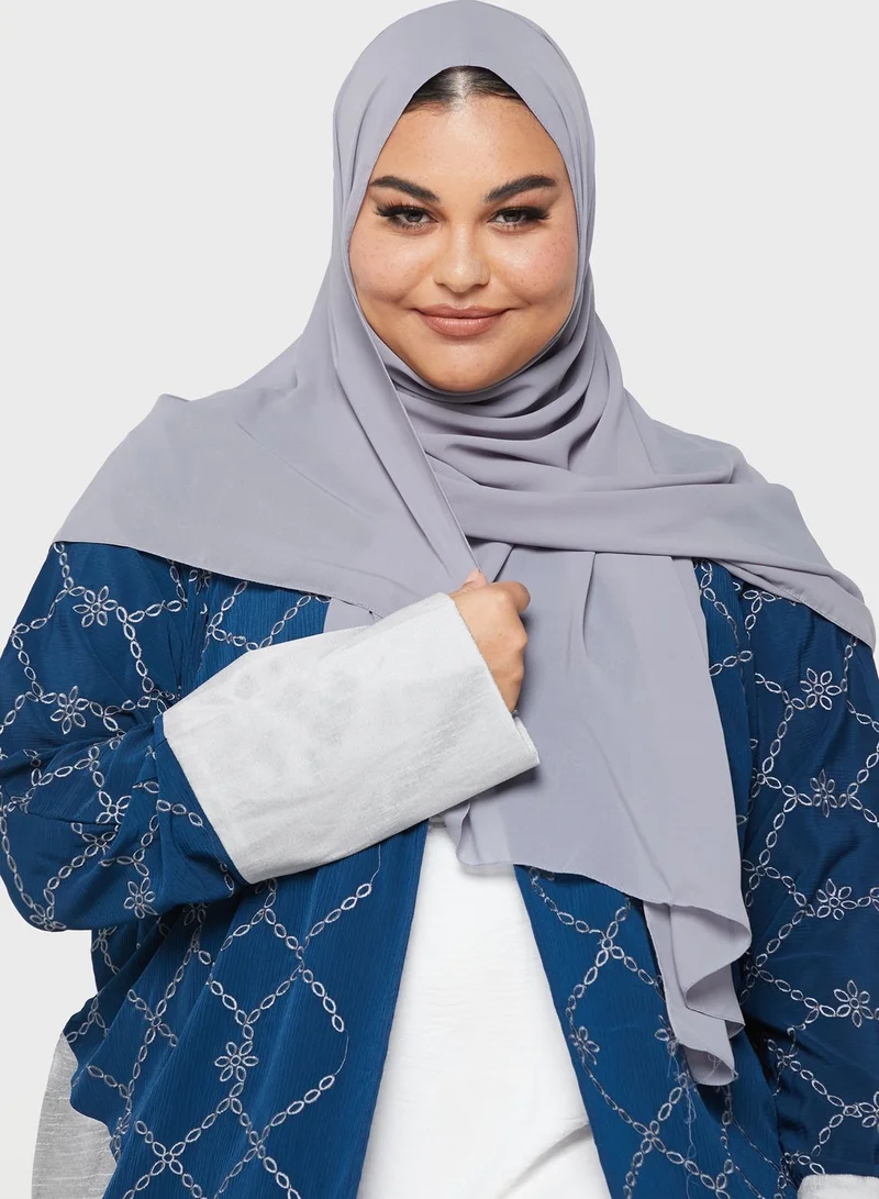 Hayas Closet Curve Asymmetric Embroidered Abaya