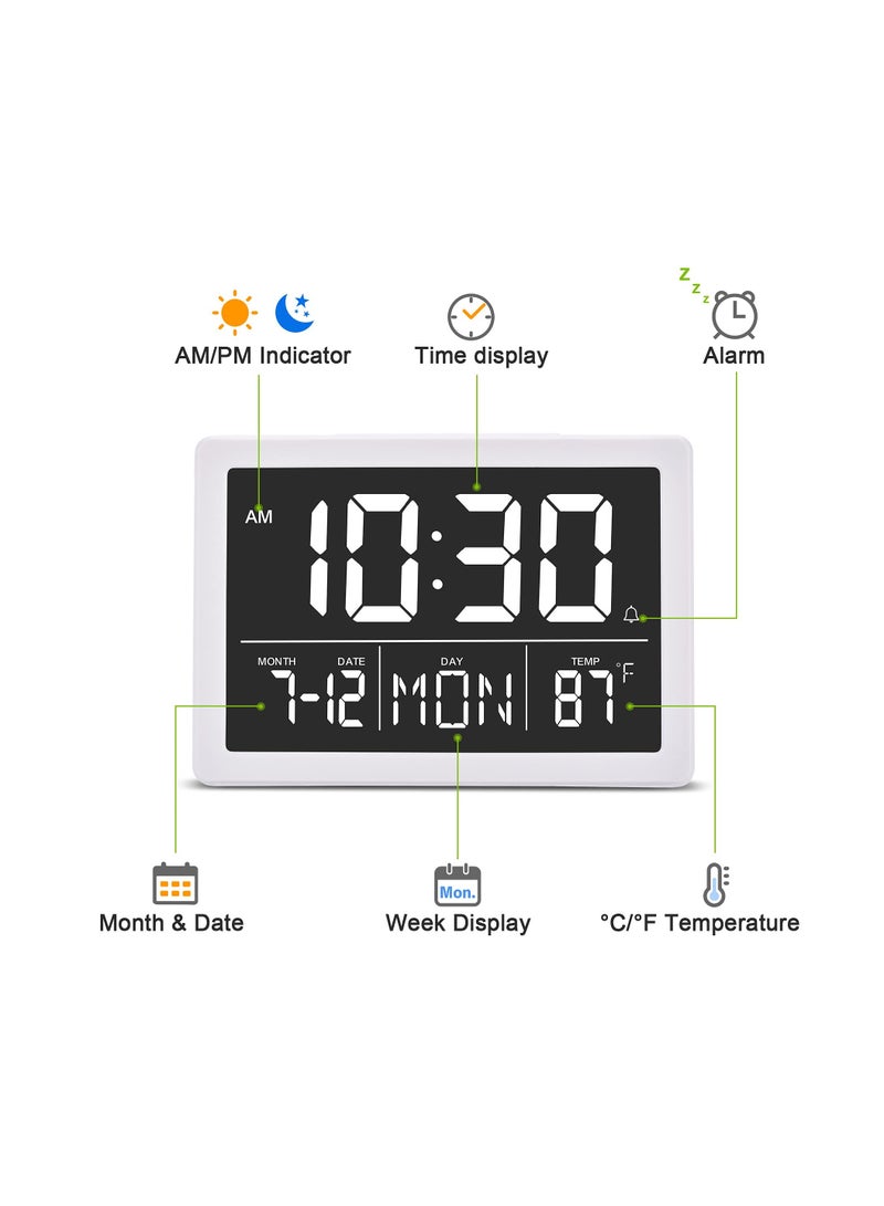SOLARAE 5.5" LED Digital Alarm Clock with Large Display, Date, Time, and Temperature, 12/24H Format, Sleep Function, 6 Brightness Levels, Perfect for Bedroom, Living Room, and Home Office. - Image 5