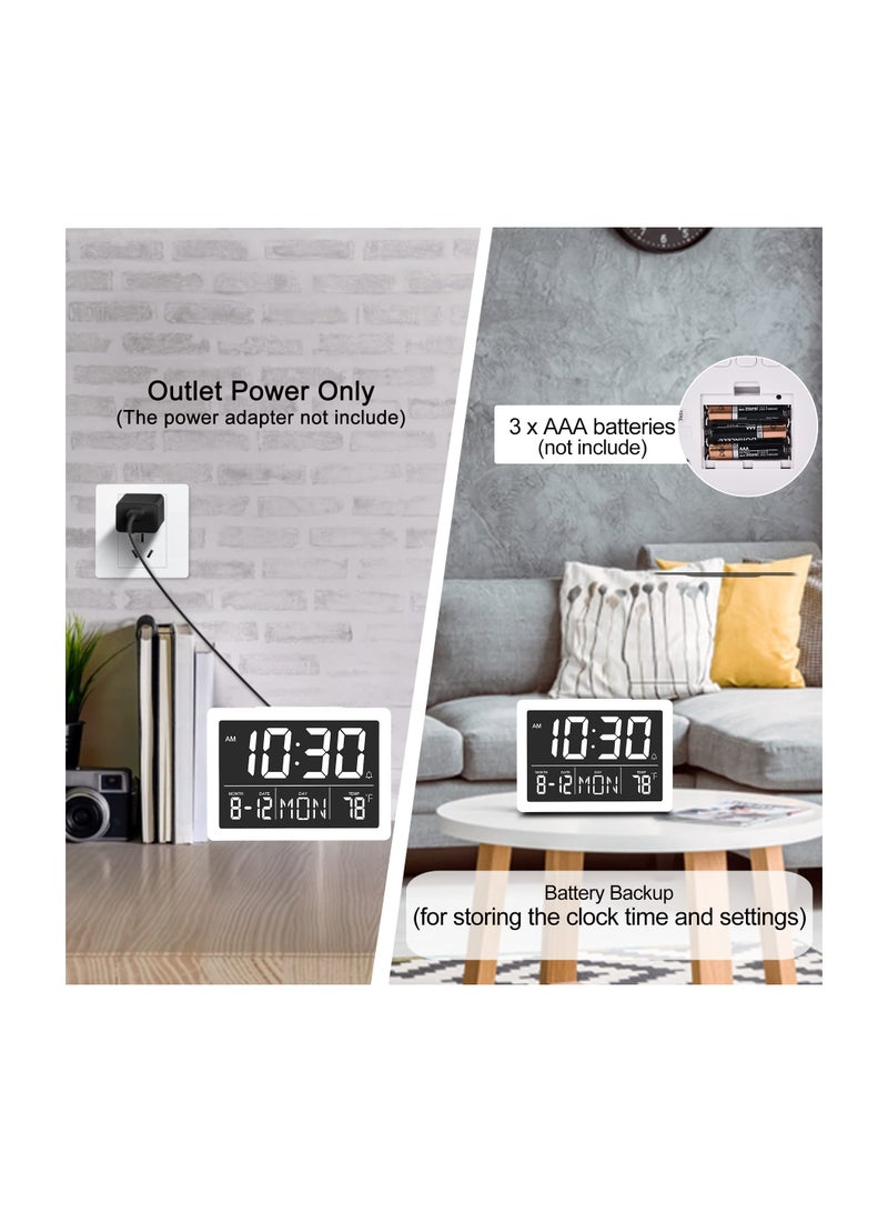 SOLARAE 5.5" LED Digital Alarm Clock with Large Display, Date, Time, and Temperature, 12/24H Format, Sleep Function, 6 Brightness Levels, Perfect for Bedroom, Living Room, and Home Office. - Image 3