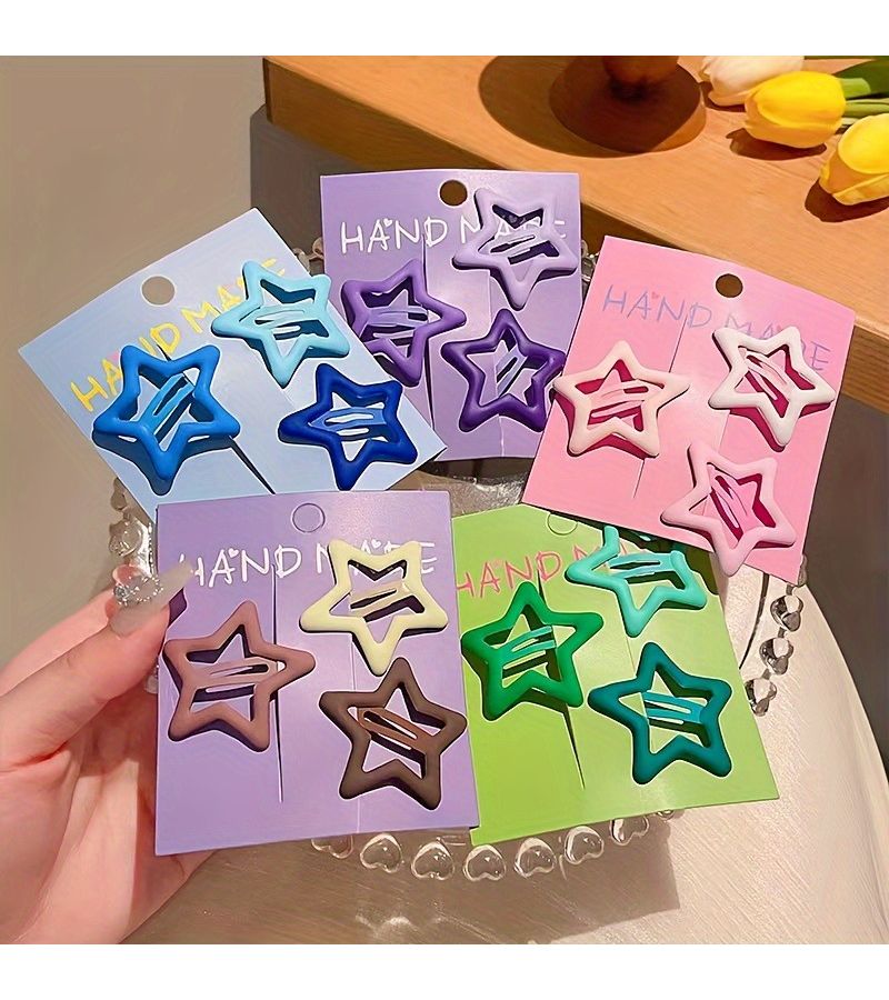 8pcs Multicolor Hollow Star Hairpin Set Bohemian Random Delivery for Women - Image 2
