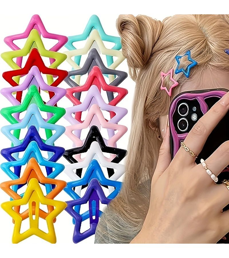 8pcs Multicolor Hollow Star Hairpin Set Bohemian Random Delivery for Women - Image 1