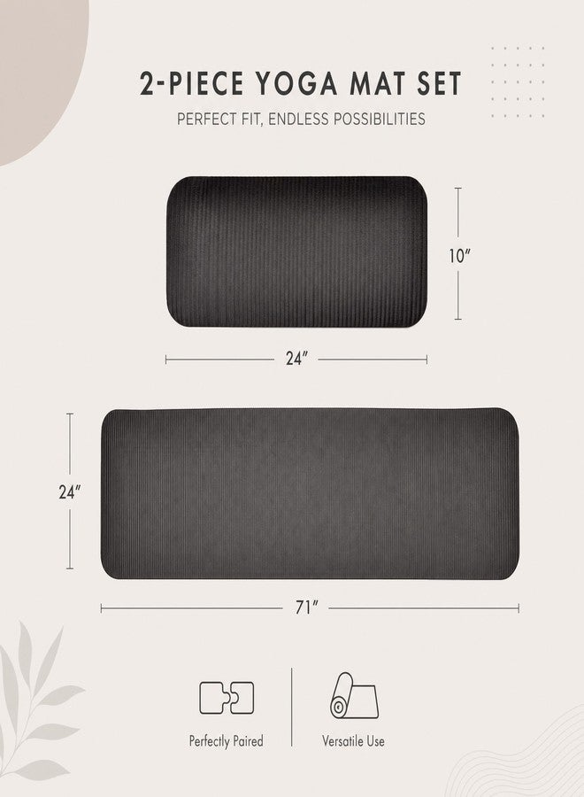 Fitvids Signature Fitness 1/2-Inch Extra Thick High Density Anti-Tear Exercise Yoga Mat with Knee Pad and Carrying Strap, Black - Image 2