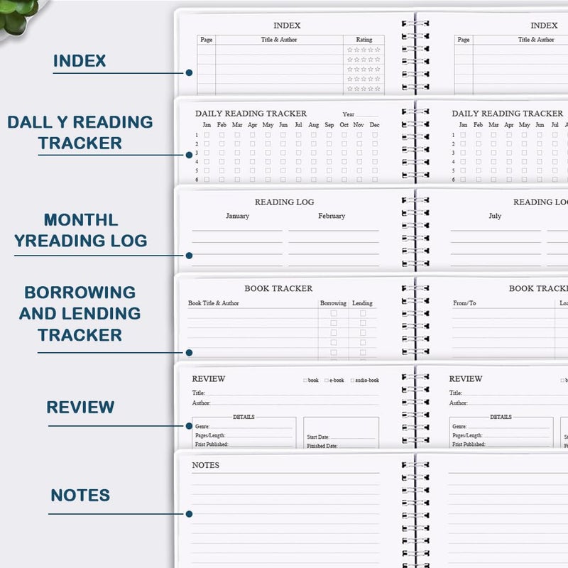 Getvow Reading Journal - Review and Track Your Reading Progress with 72 Book Reviews - Book Journal Reading Log Journal with Back Pocket, 5.8" x 8.3", Blue Watercolor - Image 5