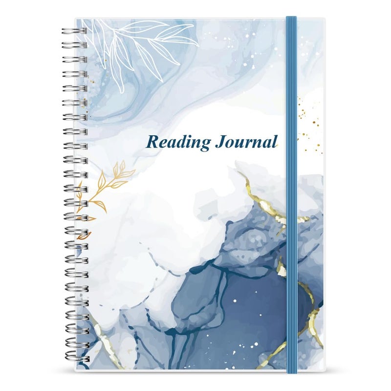 Getvow Reading Journal - Review and Track Your Reading Progress with 72 Book Reviews - Book Journal Reading Log Journal with Back Pocket, 5.8" x 8.3", Blue Watercolor - Image 1