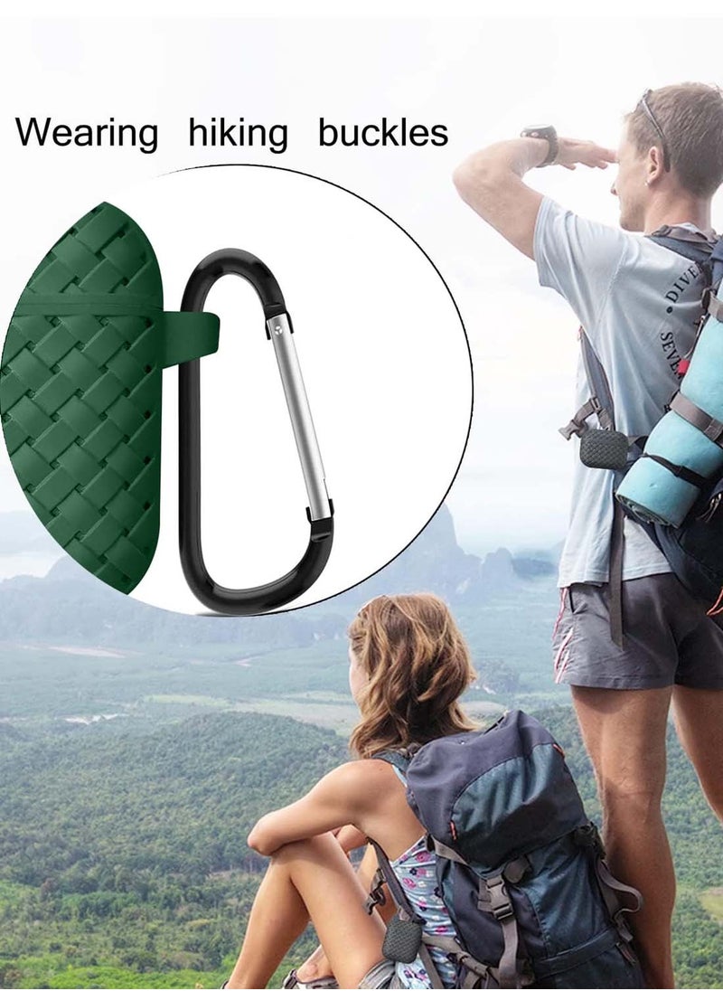 Wtech - AirPods Case Protective Liquid Silicone Woven Pattern Skin Cover Case Compatible with Apple AirPods 4 - Dark Green - Image 1