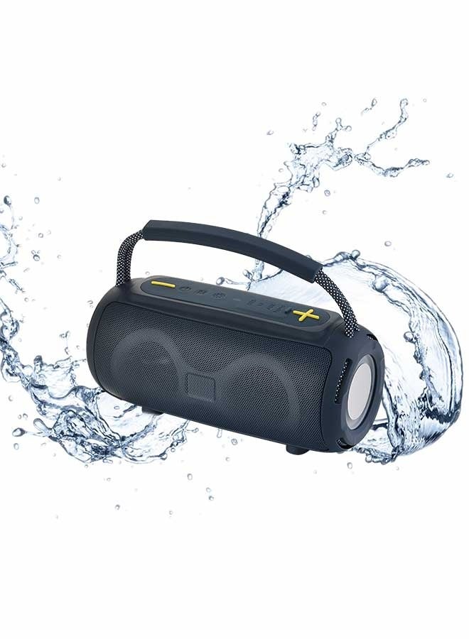 LAWAZIM Waterproof Bluetooth Double Speaker - 5W Blue Color With LED Light - Portable Boombox Style Speaker with Dual Drivers, AUX/TF/USB/FM/ Playback - Ideal for Travel, Outdoor, Indoor, and Home Use - Image 1