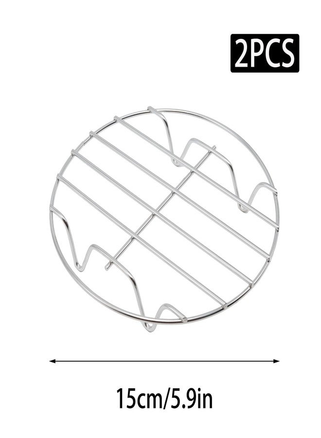 Pocoxll 2 Pack Round Cooking Racks, 304 Stainless Steel Baking and Cooling Steaming Roasting Rack for Air Fryer Pot Pressure Cooker Canning(5.9 Inch) - Image 2
