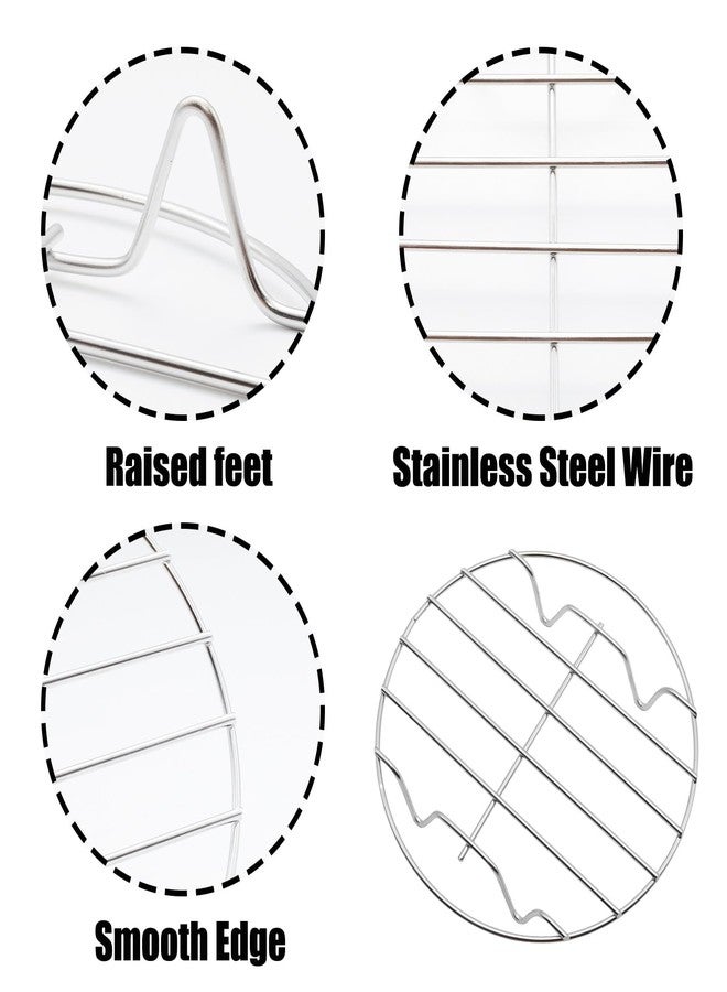 Pocoxll 2 Pack Round Cooking Racks, 304 Stainless Steel Baking and Cooling Steaming Roasting Rack for Air Fryer Pot Pressure Cooker Canning(5.9 Inch) - Image 3
