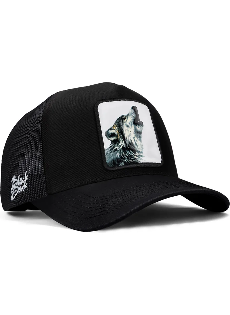 Black Börk BlackBörk V1 Trucker Wolf - Unisex Black Hat (Cap) with 2 Code Logo