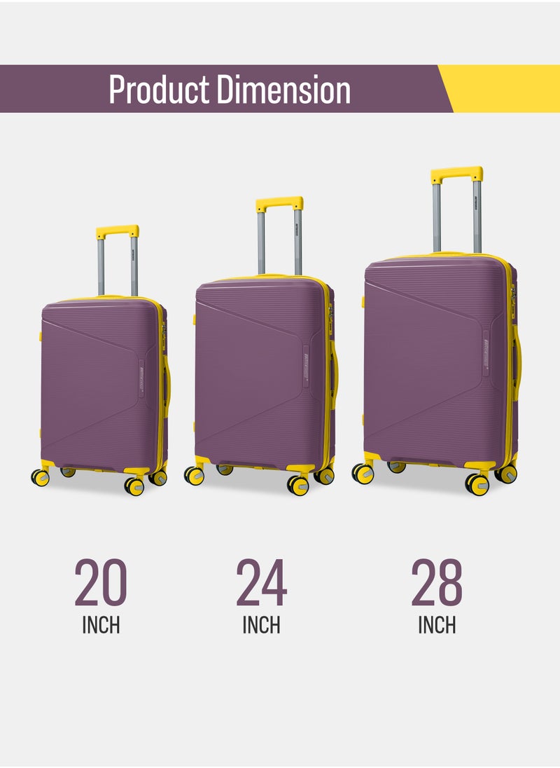 BRITISH TOURISTER - 3-Piece Hardshell Polypropelene Spinner Luggage Set (Small, Medium, Large) -  Purple - Image 1