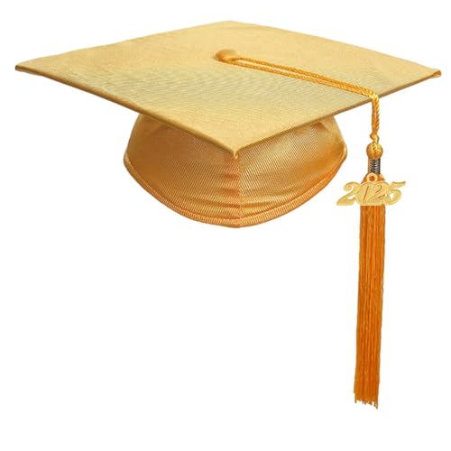 Newrara Unisex Shiny Kindergarten Gown Cap with Tassel (30, Gold) - Image 2