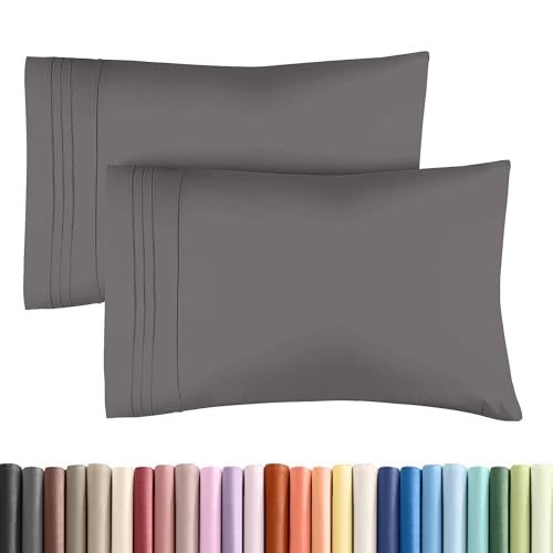 CGK Unlimited Queen Pillow Cases Set of 2 - Ultra Soft Hotel Quality Pillowcase Covers - Comfy, Cozy & Wrinkle Free - Shrinkage, Stain & Fade Resistant - Machine Washable Pillow Protectors - 2 Piece Set - Dark Grey - Image 1