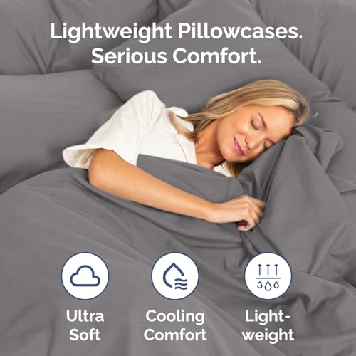 CGK Unlimited Queen Pillow Cases Set of 2 - Ultra Soft Hotel Quality Pillowcase Covers - Comfy, Cozy & Wrinkle Free - Shrinkage, Stain & Fade Resistant - Machine Washable Pillow Protectors - 2 Piece Set - Dark Grey - Image 3