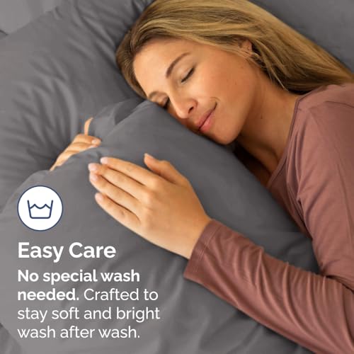 CGK Unlimited Queen Pillow Cases Set of 2 - Ultra Soft Hotel Quality Pillowcase Covers - Comfy, Cozy & Wrinkle Free - Shrinkage, Stain & Fade Resistant - Machine Washable Pillow Protectors - 2 Piece Set - Dark Grey - Image 5