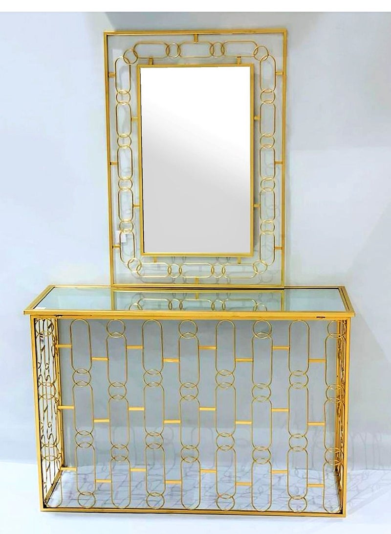 Generic Metal Dressing Table Glass Top with Mirror 120cm.  - Image 1