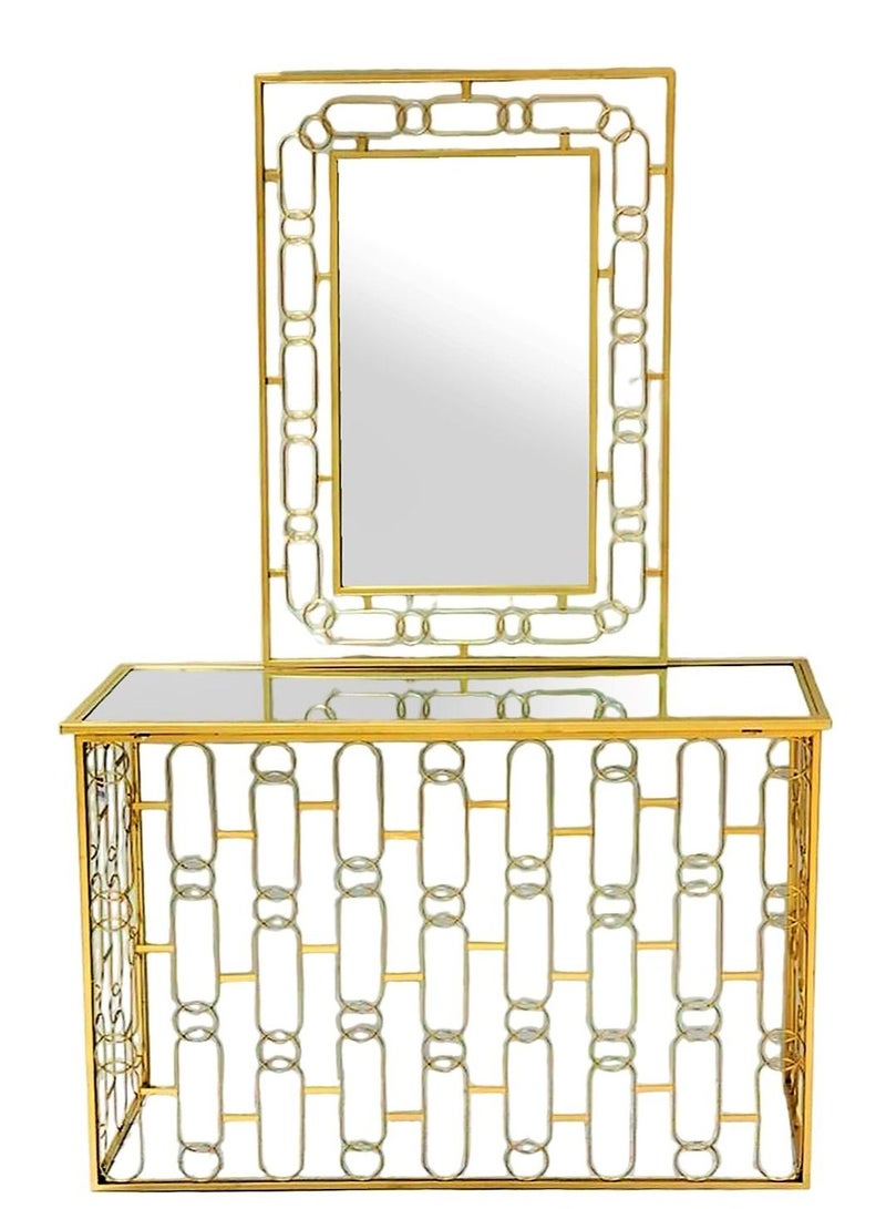 Generic Metal Dressing Table Glass Top with Mirror 120cm.  - Image 2