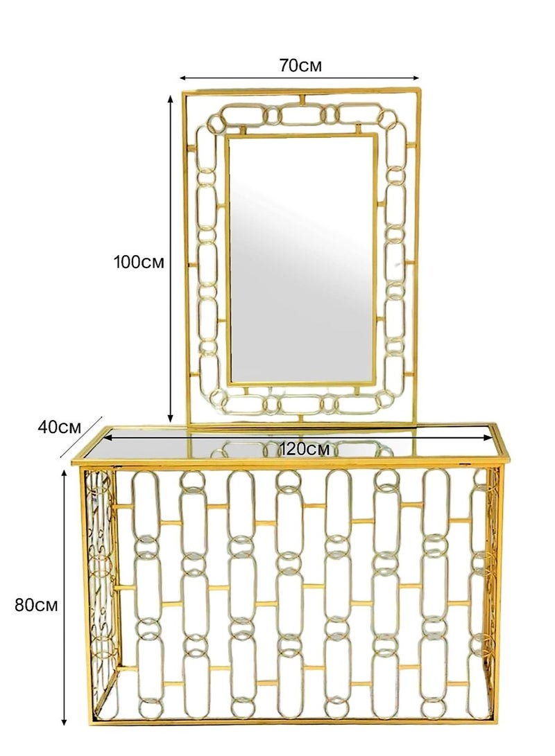Generic Metal Dressing Table Glass Top with Mirror 120cm.  - Image 3