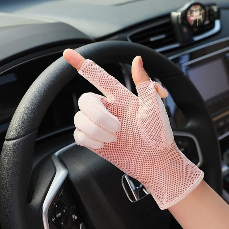 SCIENISH Women's UPF 50+ UV Sun Protection Quick Dry Anti Slip Driving Gloves, Black, Large - Image 5