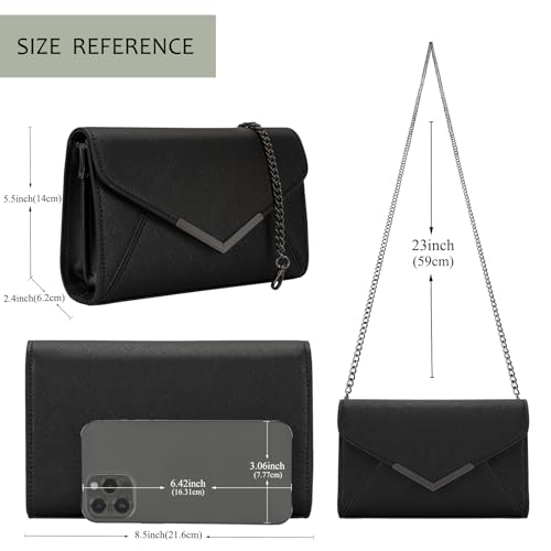 DEXMAY DM DEXMAY Women Envelope Clutch Faux Saffiano Leather Evening Handbag Foldover Clutch Bag Formal Dressy Purse Black - Image 3