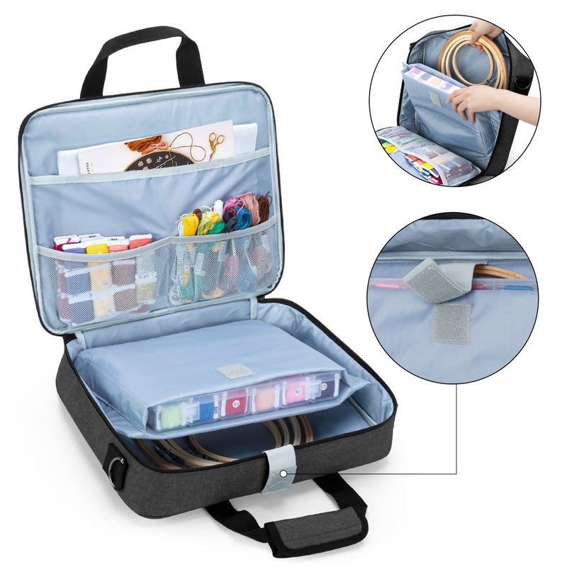 LUXJA Embroidery Project Bag, Embroidery Kits Storage Bag (Bag Only), Black - Image 3