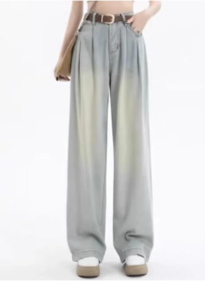 يونيكي Grey Straight Fit High-Rise Heavy Fade Denim Jeans