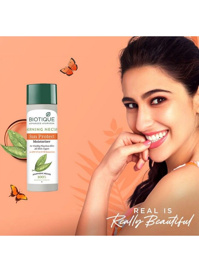 Biotique لوشن مرطب للحماية من أشعة الشمس من مورنينج نكتار لبشرة خالية من العيوب بشكل واضح لجميع أنواع البشرة 120 مل (عبوة من قطعتين) - Image 3