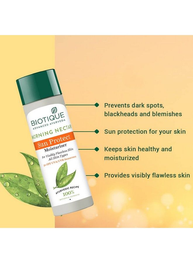 Biotique لوشن مرطب للحماية من أشعة الشمس من مورنينج نكتار لبشرة خالية من العيوب بشكل واضح لجميع أنواع البشرة 120 مل (عبوة من قطعتين) - Image 4