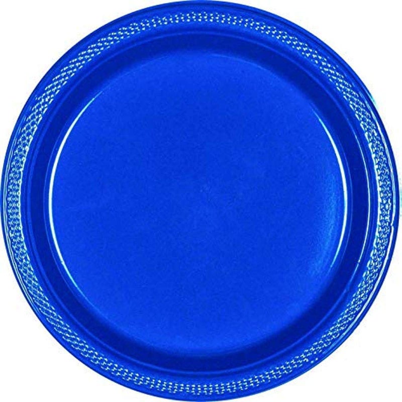 Amscan Vibrant Round Bright Royal Blue Plastic Plates - 7" (Pack of 20) - Premium Quality Design, Ideal for Any Event or Party - Image 4