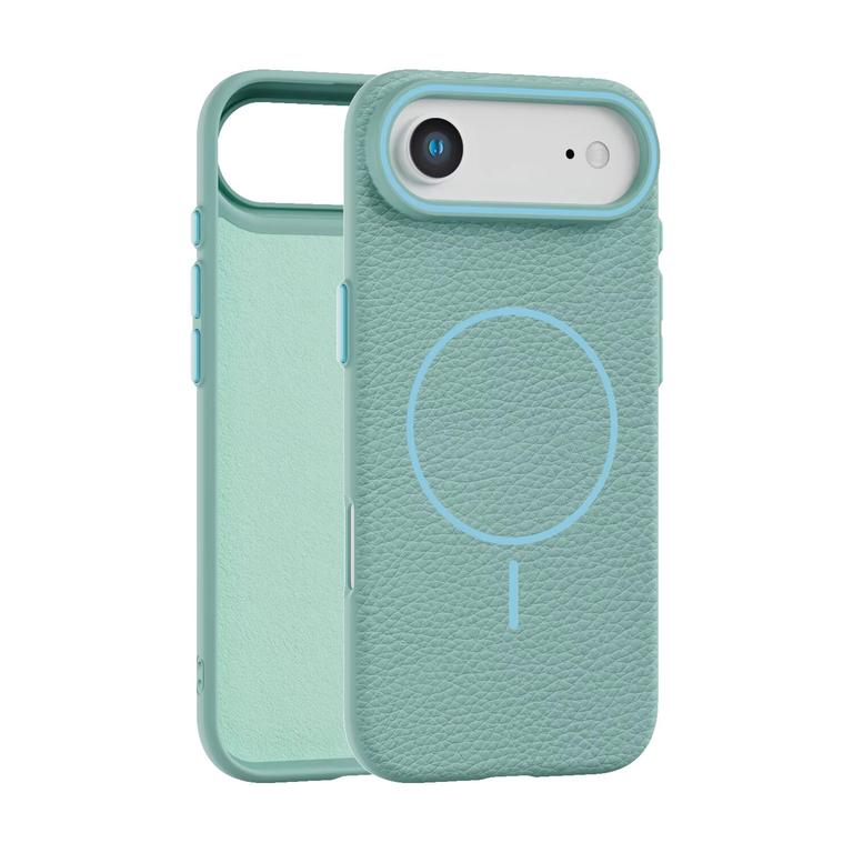 جراب حماية فاخر  (ماج سيف) لهاتف آيفون 17 اير  بملمس جلد الليتشي وبطانة داخلية من الفلانيل - Image 1