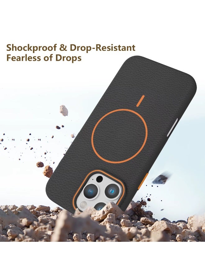 جراب حماية فاخر  (ماج سيف) لهاتف آيفون 17 اير  بملمس جلد الليتشي وبطانة داخلية من الفلانيل - Image 3