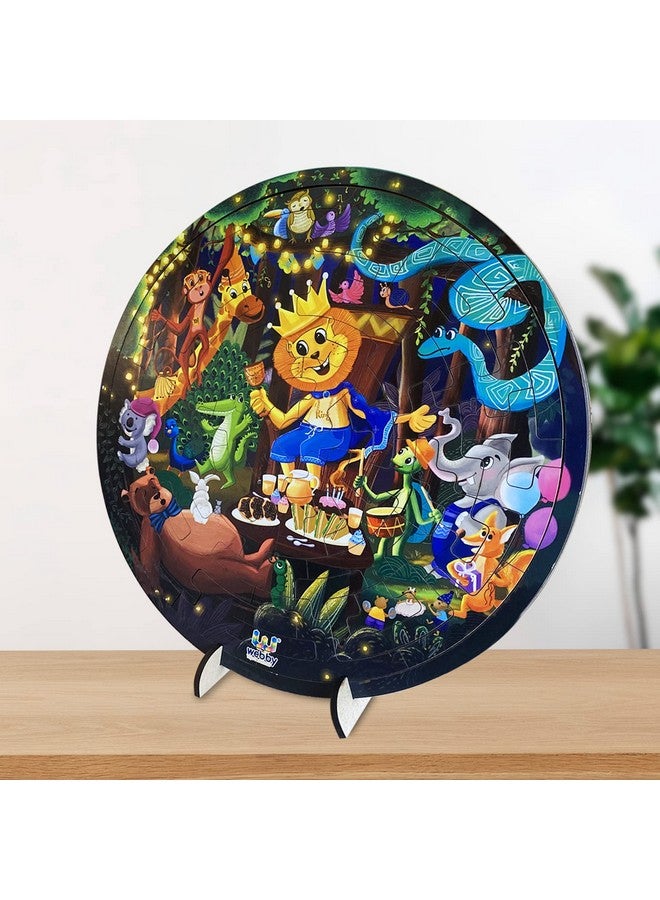 Webby Fazzle(New Puzzle Design) Jungle Party Theme Wooden Jigsaw Puzzle for Boys & Girls/Kids Toy with Display Stand, 50 Pcs - Image 5