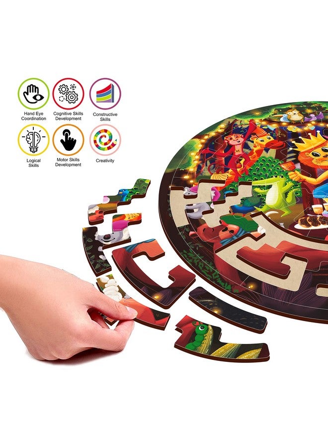 Webby Fazzle(New Puzzle Design) Jungle Party Theme Wooden Jigsaw Puzzle for Boys & Girls/Kids Toy with Display Stand, 50 Pcs - Image 4