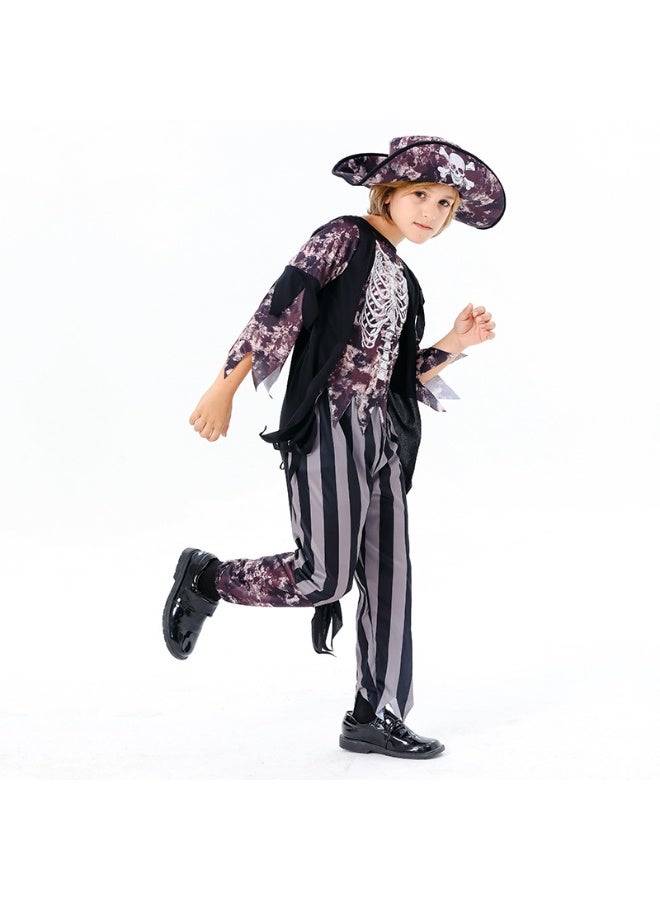 زي قراصنة للأطفال مع قبعة مثالي للهالوين، كوسبلاي، ملابس تنكرية للأولاد، مقاس م. - Image 2