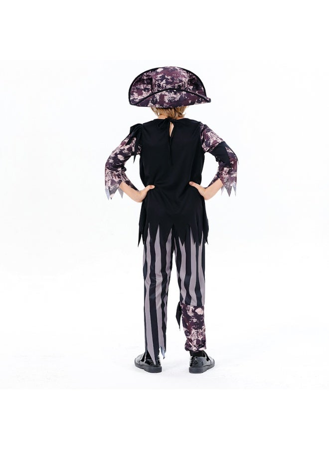 زي قراصنة للأطفال مع قبعة مثالي للهالوين، كوسبلاي، ملابس تنكرية للأولاد، مقاس م. - Image 3