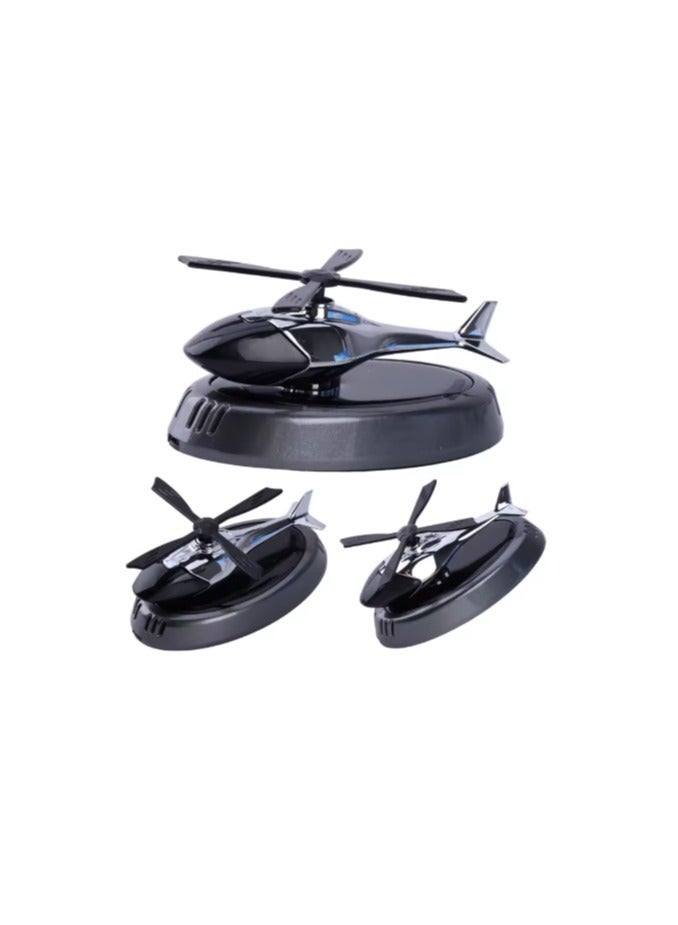 Distinctive helicopter-shaped solar-powered car air freshener, in silver. - Image 1