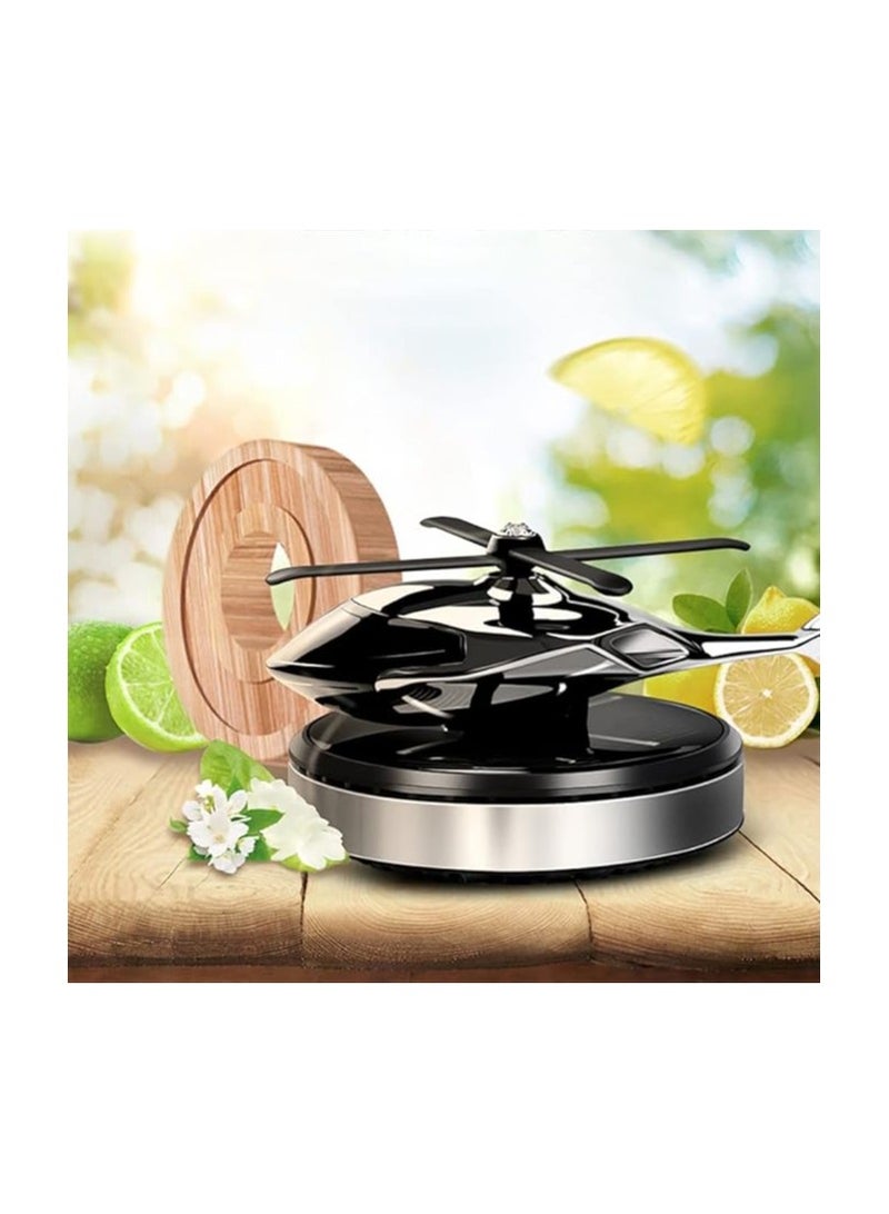 Distinctive helicopter-shaped solar-powered car air freshener, in silver. - Image 2