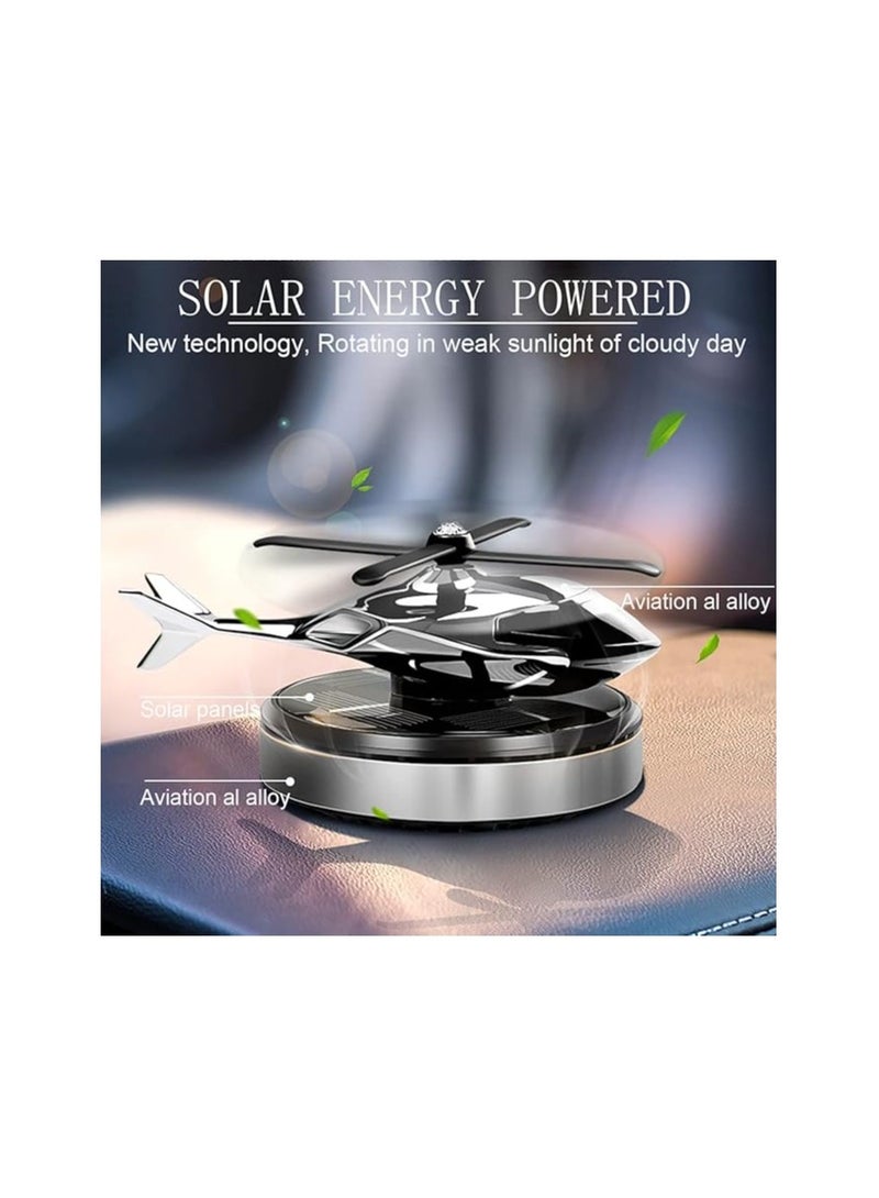Distinctive helicopter-shaped solar-powered car air freshener, in silver. - Image 3