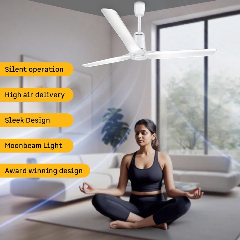 atomberg Aris Contour Smart 1200mm Voice Controlled BLDC Ceiling Fan with Remote|BEE 5 Star|Best-in-class Air Flow | Silent Operation| Designer Fan | Free Installation | 5 Year Warranty | Marble White - Image 2